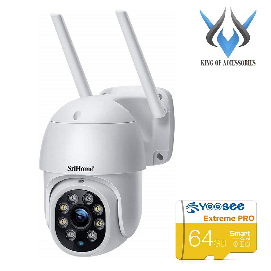 Camera IP Wifi ngoài trời PTZ SriHome SP028 2.0MP FullHD 1080P, Xoay 355 độ, chống nước IP66  - 4 phân loại tùy