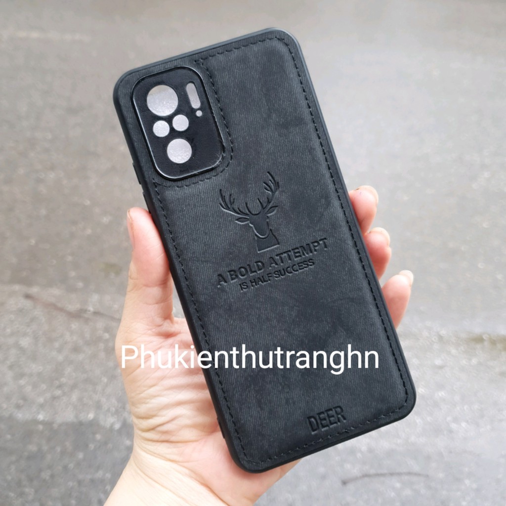 Ốp lưng Xiaomi Redmi Note 10/ Note 10S giả da hươu có gờ bảo vệ camera
