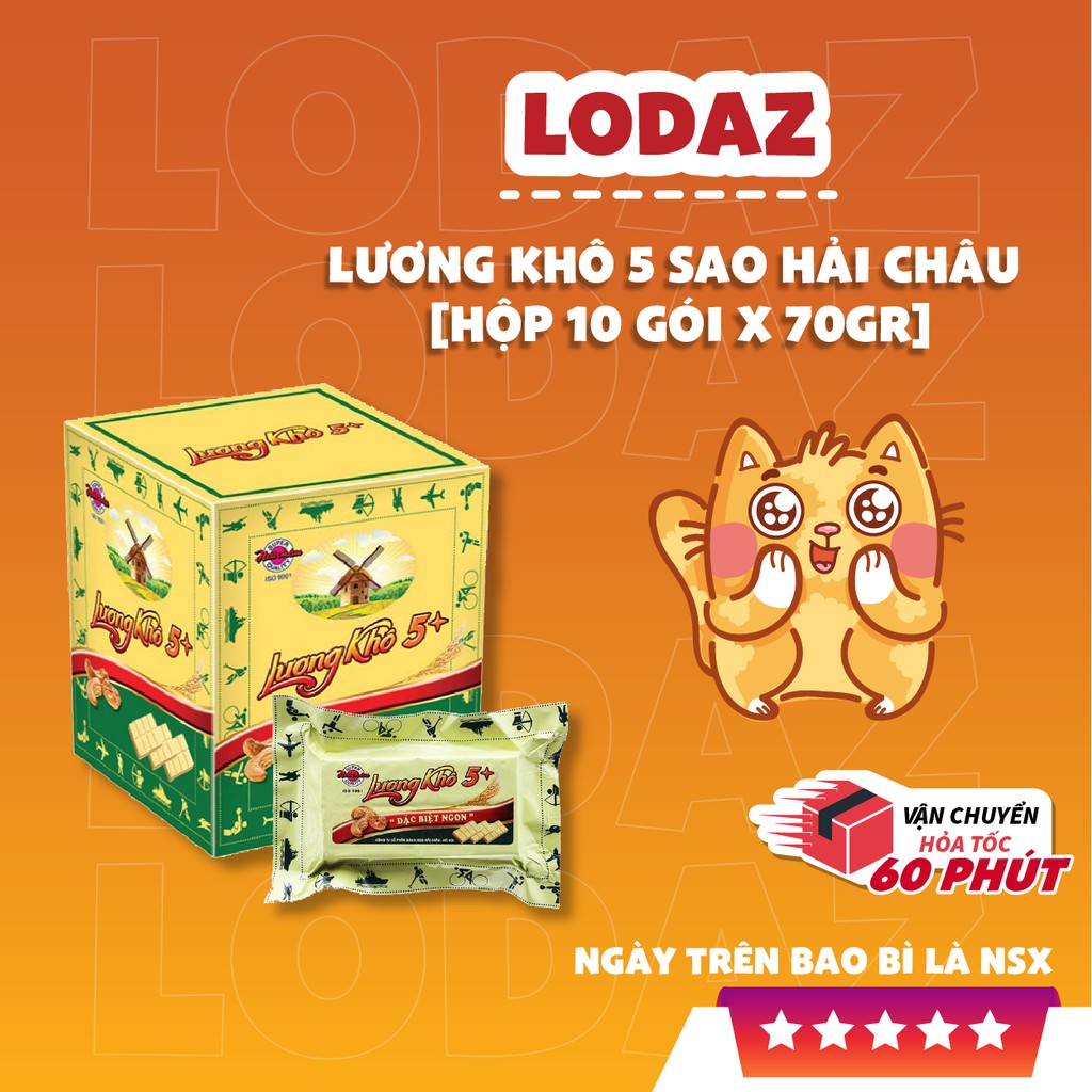 Lương khô 5 sao Hải Châu ,lương khô siêu ngon ăn sáng Hà Nội [Hộp 10 gói x 70gr]