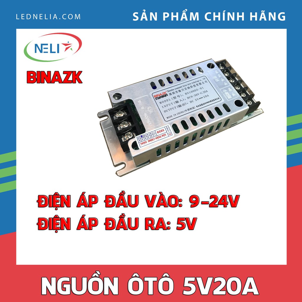 Nguồn LED ô tô 5V 20A (Đổi điện áp 9~36V xuống điện áp 5V DC)
