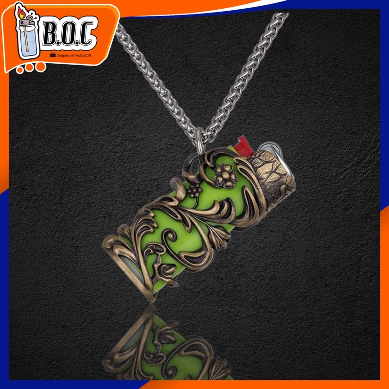 Vỏ Bic j5 Kim Loại Hoa Lá - Kèm Dây Chuyền