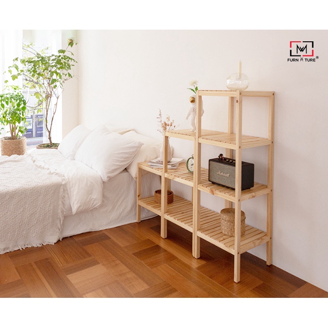 Combo 3 kệ gỗ đa năng màu gỗ phong cách hàn quốc thương hiệu MW FURNITURE