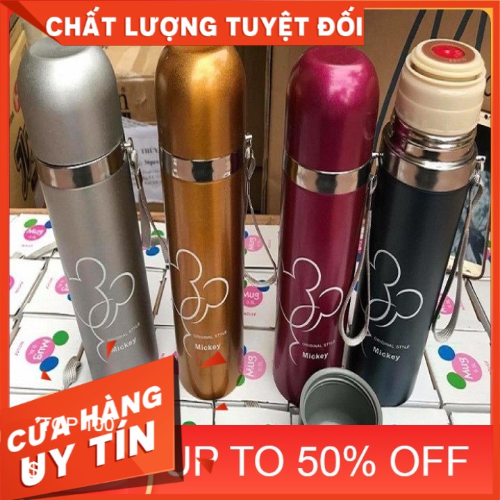 Bình đựng nước - uống đi học Bình dữ nhiệt có quai đeo cute