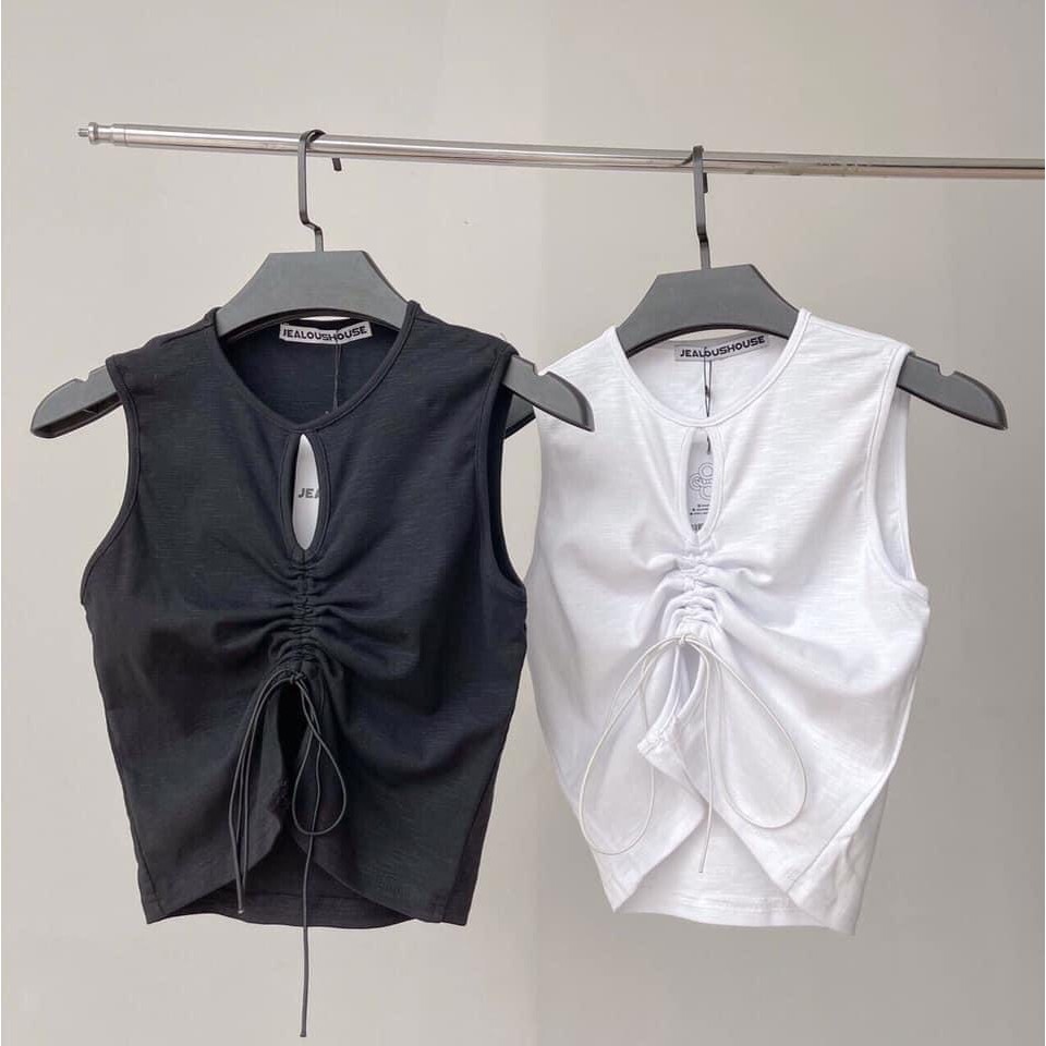 Áo Croptop rút dây thun gân dày dặn