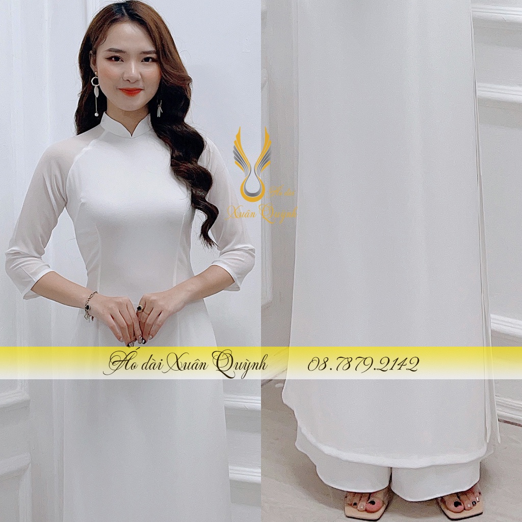 Áo Dài Trắng 4 Tà Truyền Thống Lụa Chiffon Cao Cấp - Áo Dài Xuân Quỳnh
