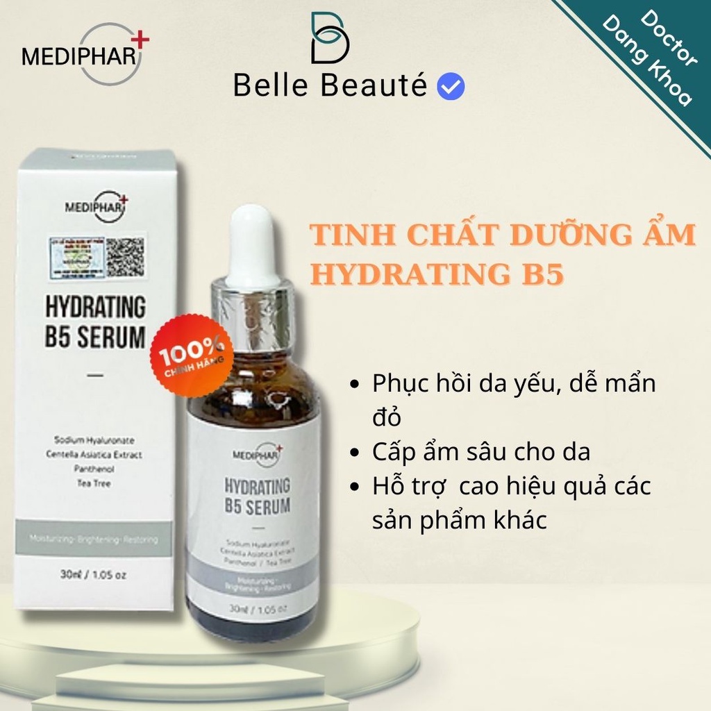 Tinh chất Mediphar Hydrating B5 Niacinamide Serum 30ml Phục Hồi Cấp Nước Dưỡng da căng mướt
