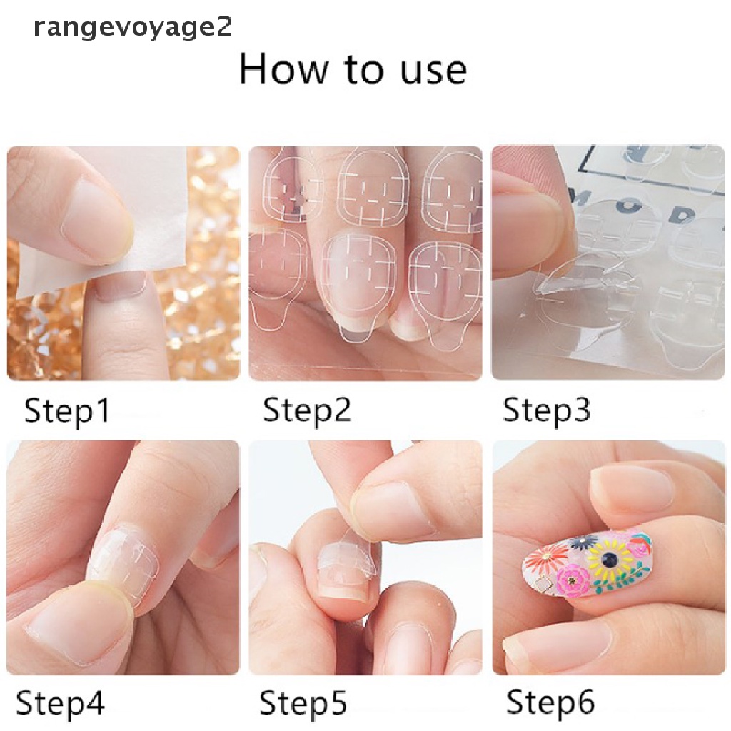[rangevoyage2] 10 Sheets DIY Nail Tips Transparent Double Sided Self Adhesive Stickers Tool [new]