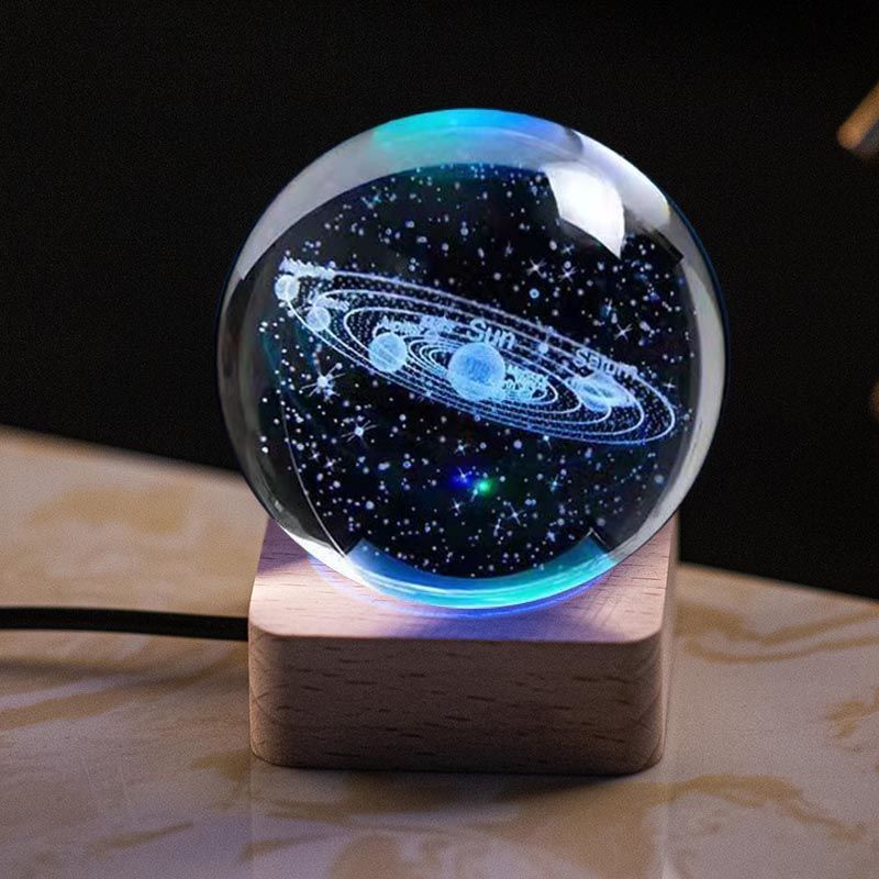 № Đèn ngủ hình quả cầu pha lê dải ngân hà, mặt trăng để bàn, decor trang trí