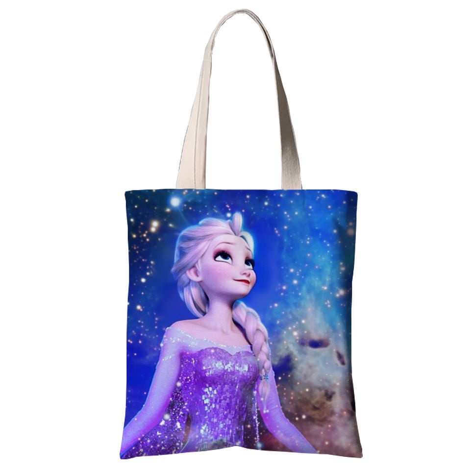 ♛Túi Đeo Vai Vải Canvas In Hoạt Hình Công Chúa Băng Giá Aisha Anna Merchandise Dành Cho Học Sinh