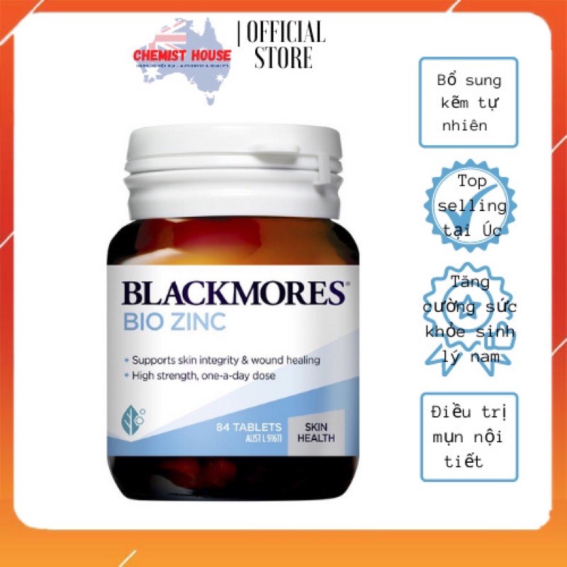 [Mã COS1505 giảm 8% đơn 300K] [Hàng Chuẩn ÚC] Blackmores Bio Zinc - Viên uống bổ sung kẽm tự nhiên 84 viên DATE 2023 | BigBuy360 - bigbuy360.vn