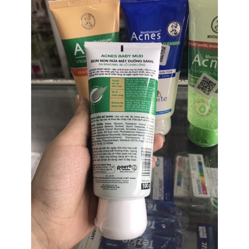 SỮA RỬA MẶT ACNES BABY MUD CLEANSER - BÙN NON DƯỠNG SÁNG