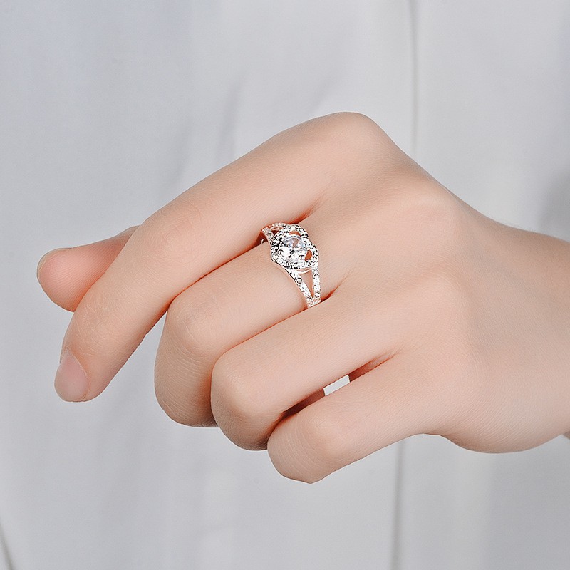 Nhẫn Bạc 925 Hình Trái Tim Đính Đá Thời Trang Cho Nữ
