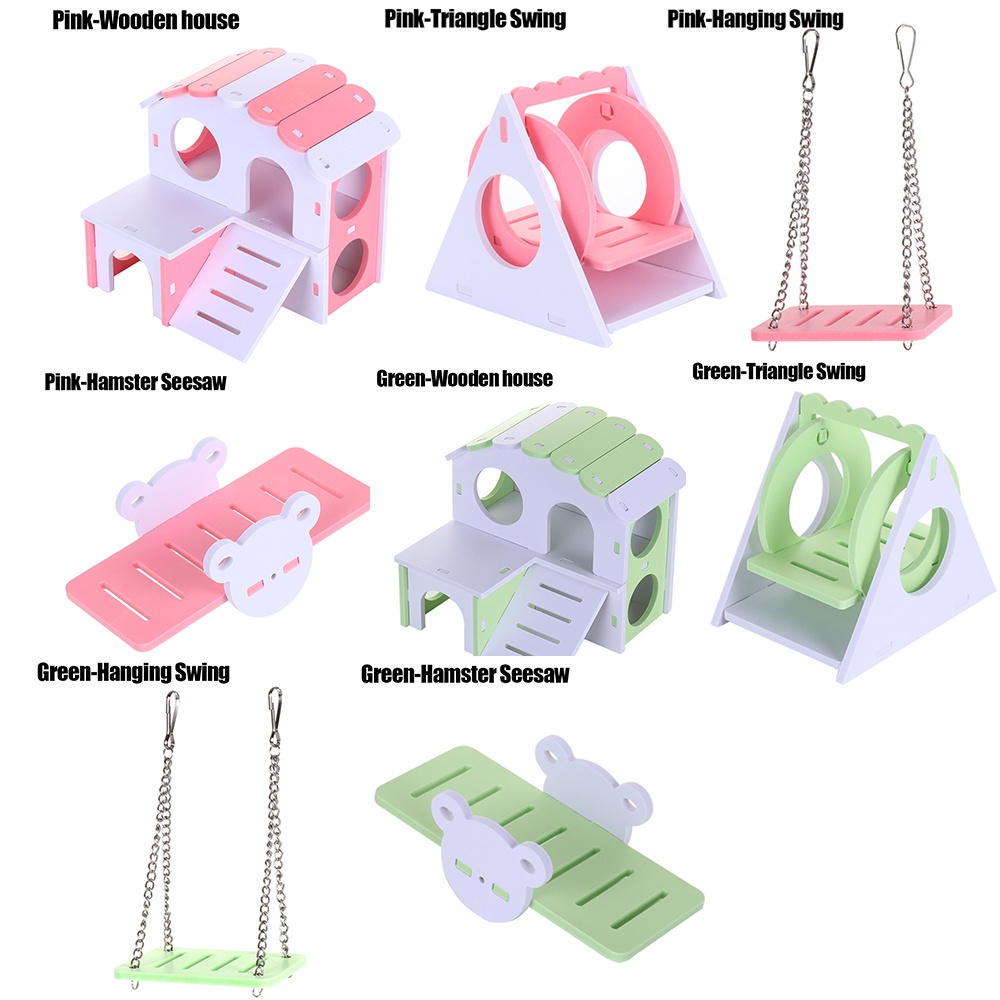 YANN DIY Hamster House Hamster Seesaw Toy Wooden Hanging Swing Exercise Triangle Swing Small Animals Small Pets Play Toys Set