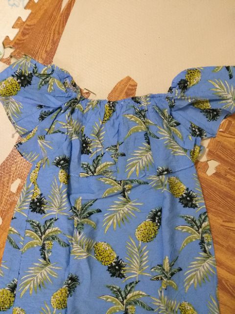 (Có bán lẻ) Set đôi hoa quả đi biển chất tơ đũi dứa xanh