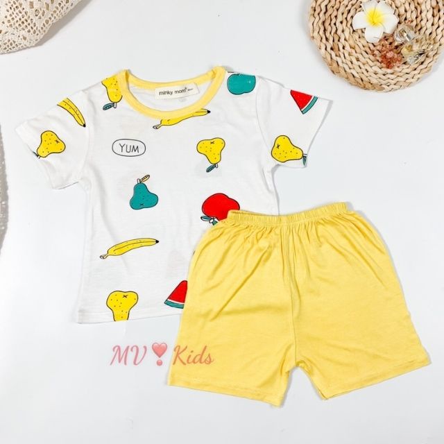 Bộ Minky Mom Cộc Tay Cho Bé Gái Bé Trai 0 1 2 3 4 5 6 Tuổi Vải Thun Lạnh-Đồ Bộ Cho Bé Ngắn Tay Mặc Hè-Babulala CT11