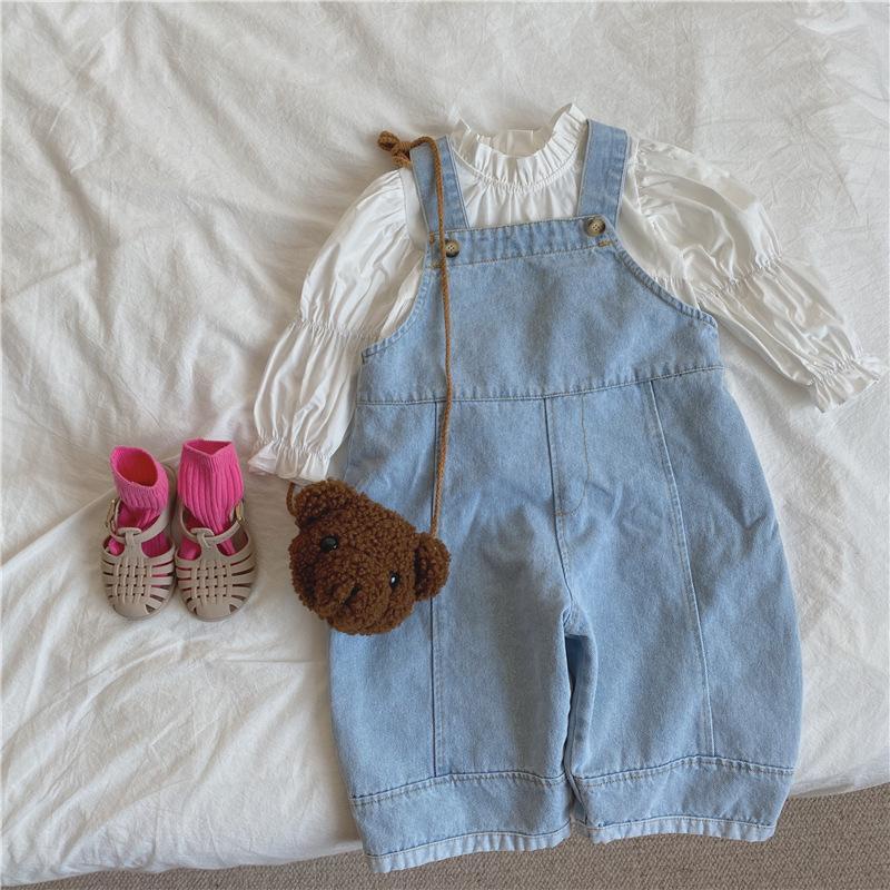 Quần Yếm Denim Ống Rộng Màu Sáng Phong Cách Hàn Quốc Nhật Bản Nhật Bản Mới 2022 Cho Bé Trai Bé Gái