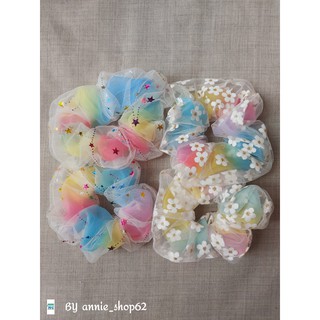 Dây buộc tóc Scrunchies cầu vồng