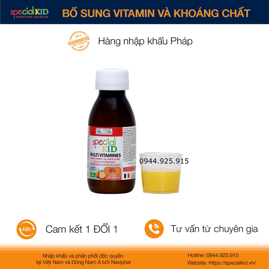 Siro Bổ sung vitamin và khoáng chất, tăng cường sức đề kháng cho trẻ Special Kid Multivitamines - Nhập khẩu Pháp (125ml)