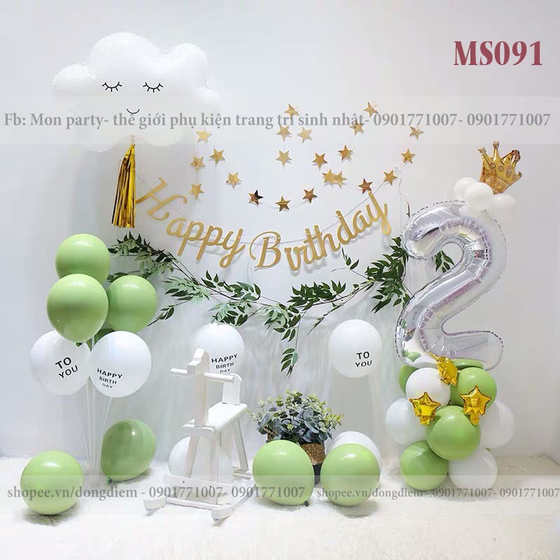 Set bóng sinh nhật mẫu hàn quốc Mon Party trang trí sinh nhật phong cách hàn quốc, bóng màu pastel đẹp y ảnh