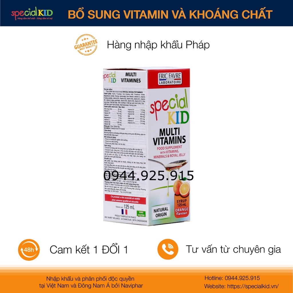 Siro Bổ sung vitamin và khoáng chất, tăng cường sức đề kháng cho trẻ Special Kid Multivitamines - Nhập khẩu Pháp (125ml)