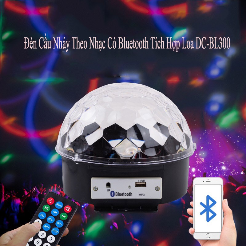 Đèn LED Quả Cầu Cảm Ứng Xoay Pha Lê 7 Màu Tích Hợp Kết Nối Bluetooth Nháy Theo Nhạc Loa LớnHàng Chất Lượng Cao Cấp