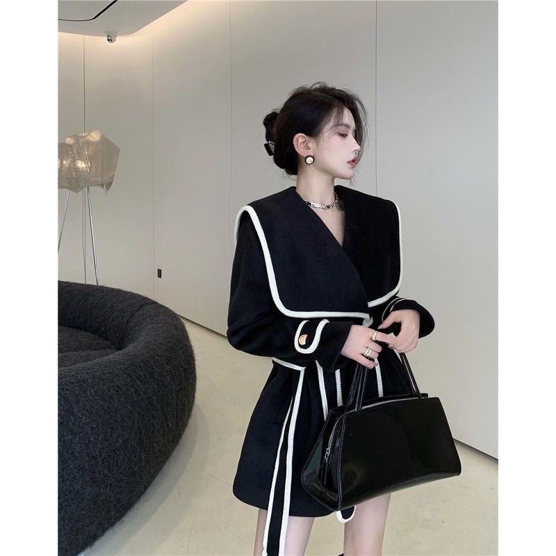 Áo dạ viền phong cách Hàn