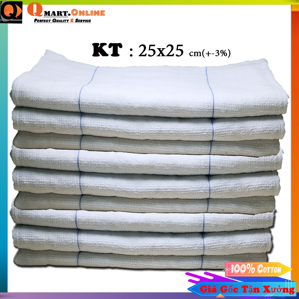 [Sale chỉ 1k] Khăn Lau, Khăn Ăn Trắng Kẻ ô, Khăn Lạnh trong nhà hàng 24x24 cotton, Lau tay, Lau Bếp Thấm Hút Nhanh,bền