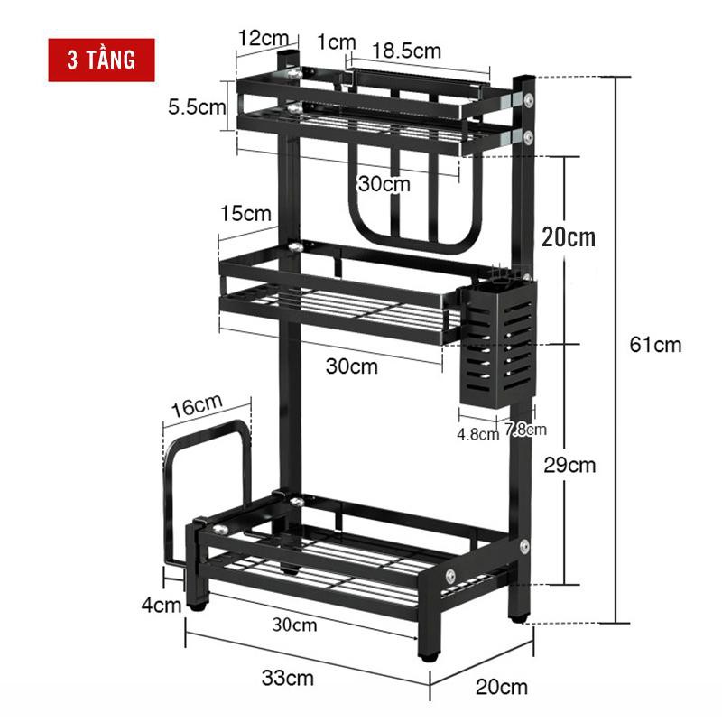 Combo Kệ gia vị 3 tầng hiện đại phòng bếp( full phụ kiện giá để đũa+thớt) | BigBuy360 - bigbuy360.vn