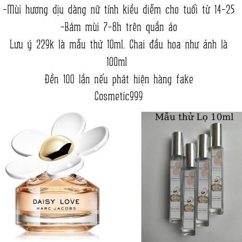 Nước hoa daisy love marc jacobs, nước hoa daisy marc jacobs  eau de toilette thơm lâu chính hãng -cosmetic999