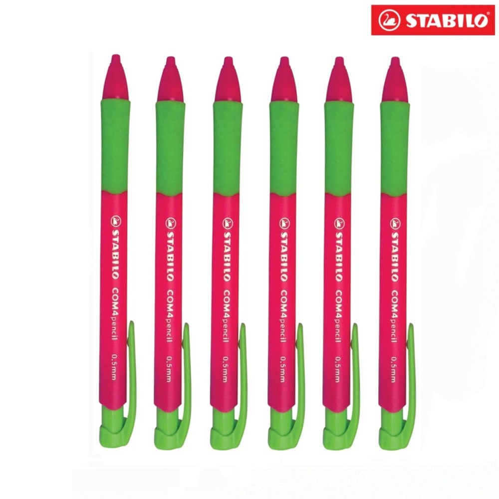 Hộp 10 bút chì bấm STABILO COM4pencil 0.5mm (hồng) + tuýp ruột PC3206R24-2B (MP6635/10R-PK)