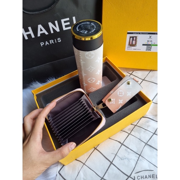 Set bình giữ nhiệt lv kèm móc khoá và ví đựng nhiều ngăn fullbox