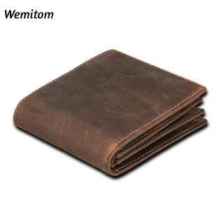 Men's Wallet Wemitom Genuine Cowhide Wallet Men Wallet Handmade Custom Dollar Price Coin Purse Short Wallet