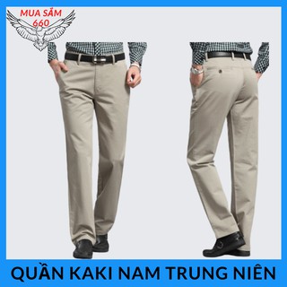 SIZE ĐẠI Quần dài nam kaki trơn cao cấp, quần trung niên kiểu dáng ống đứng tinh tế-MS044