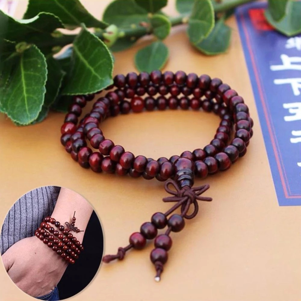 Vòng đeo tay 108 hạt gỗ đàn hương 6mm cầu nguyện phong cách Phật Giáo thời trang unisex | WebRaoVat - webraovat.net.vn