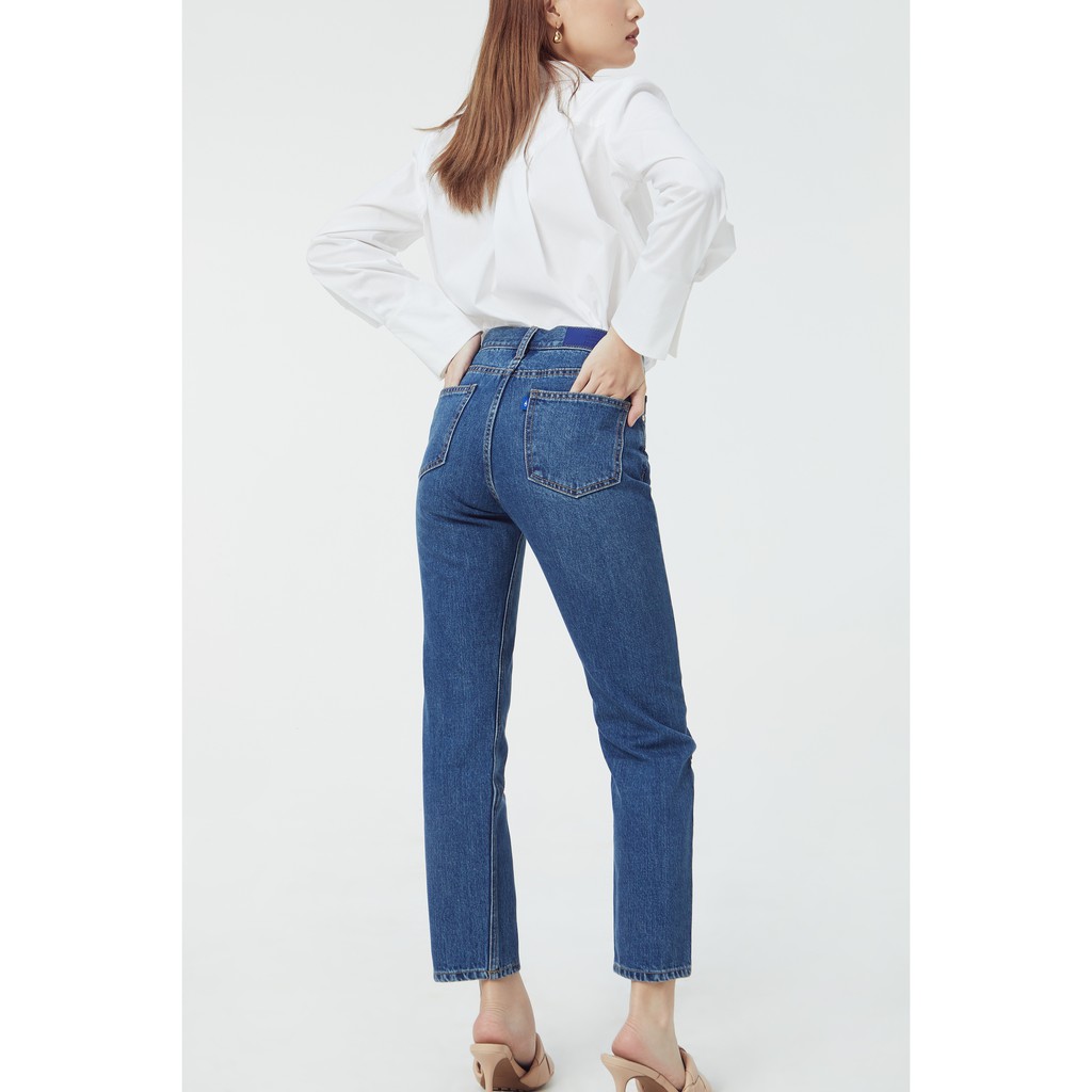 TheBlueTshirt - Quần Jeans Ống Suông Nữ - Màu xanh đậm - On Way Jeans Ever Blue Wash