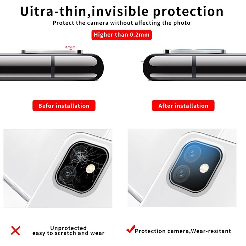 Kính cường lực 9D hữu cơ bảo vệ ống kính camera cho iPhone 12 Pro Max SE 2020 Xs Max 11 Pro Max XR X Xs 6 7 8 6s Plus