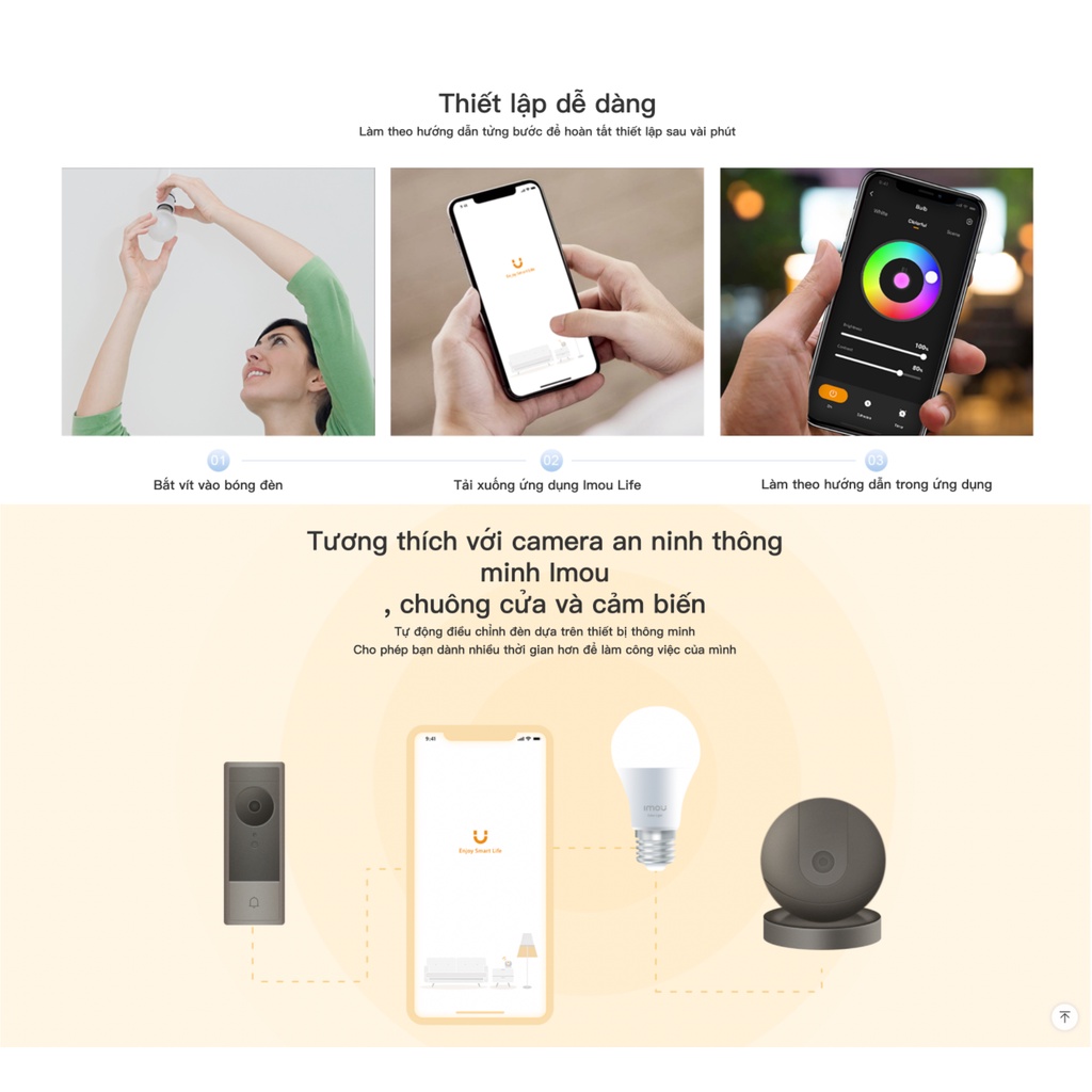 Bóng Đèn Thông Minh Imou E27 16 Triệu Màu Điều Khiển Từ Xa - Chính Hãng