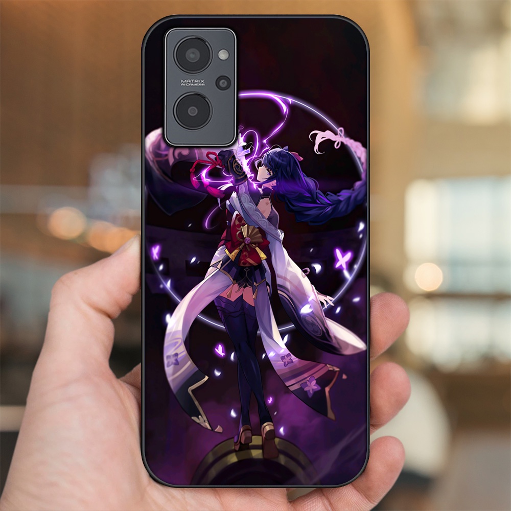 Ốp lưng Realme 9i viền đen in hình Raiden Shogun Genshin Impact