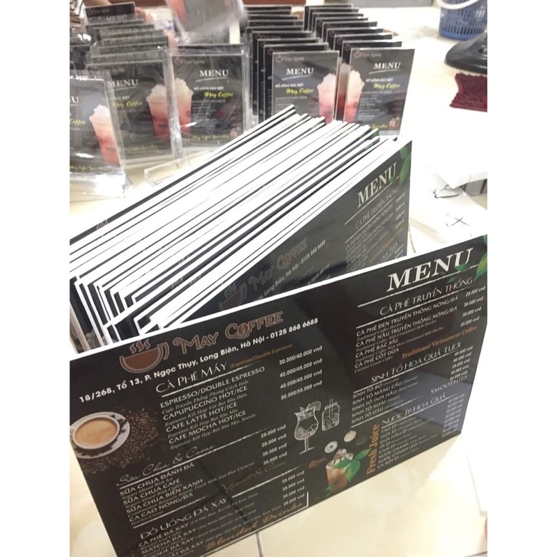 menu bồi format, menu nhựa chống nước , in menu theo yêu cầu