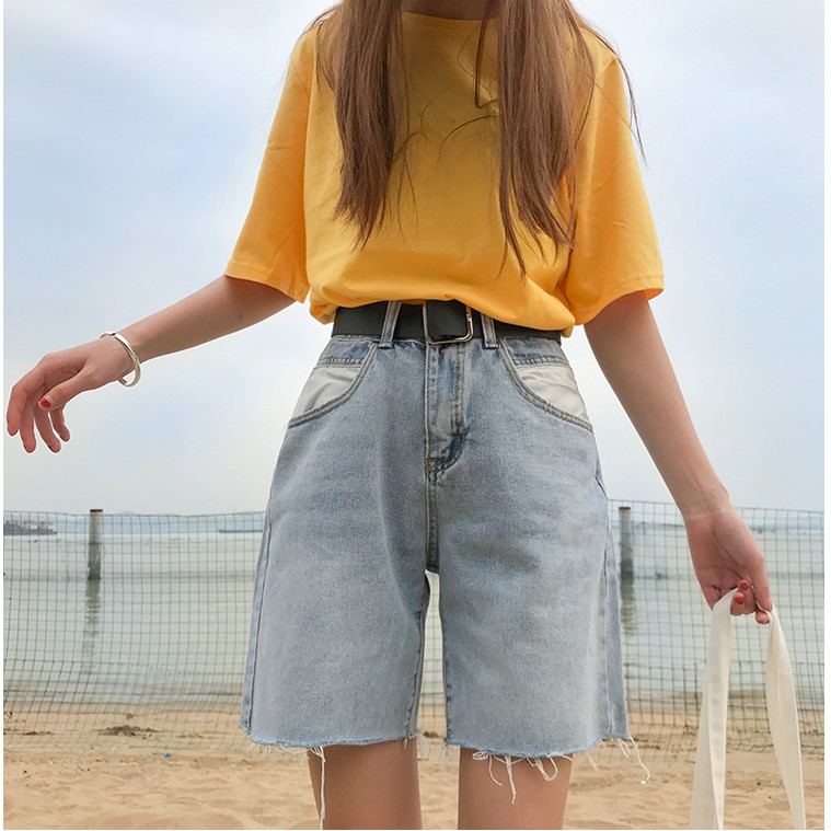 Quần đùi denim phong cách Hàn Quốc cá tính cho nữ | BigBuy360 - bigbuy360.vn