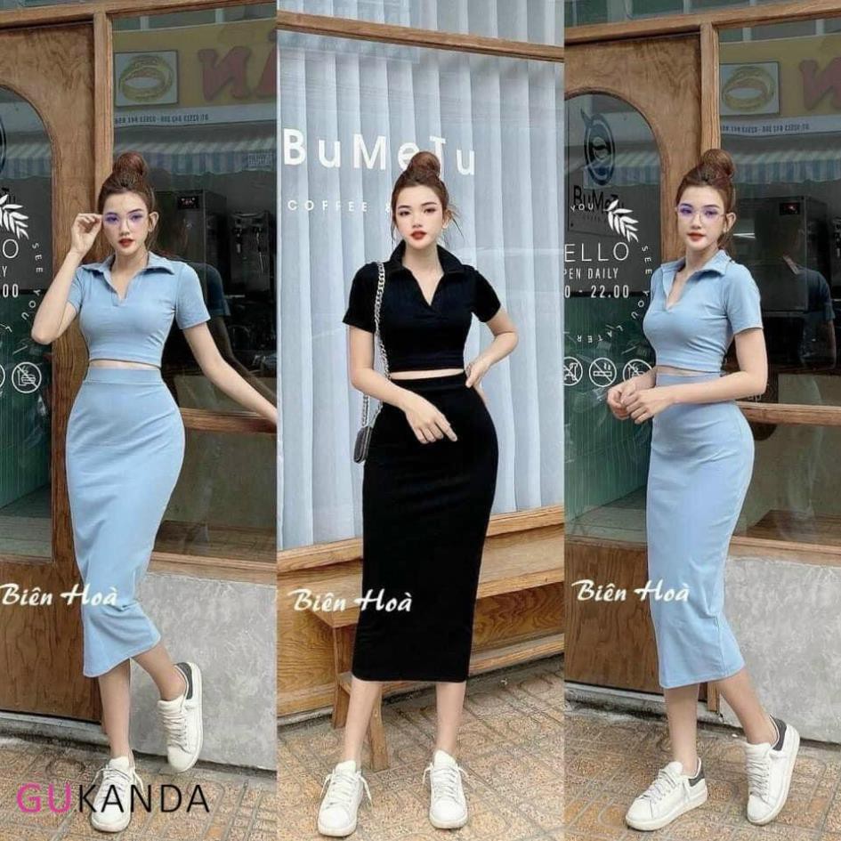SET ÁO CROTOP , CHÂN VÁY BÚT CHÌ SANG CHẢNH