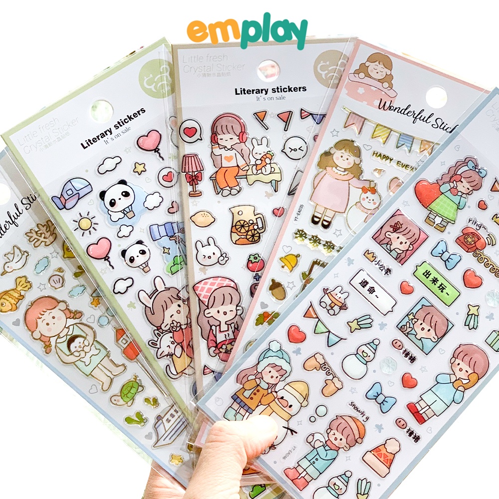 Sticker cho bé dễ thương Emplay cao cấp, hình dán đáng yêu cho bé , mẫu mã đa dạng, kích thích thẩm mỹ
