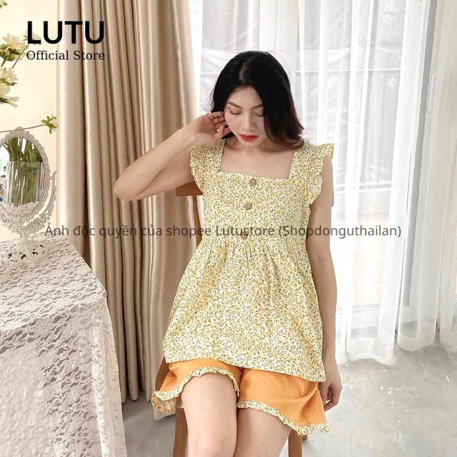 Bộ Thô Hoa Nhí Áo Cánh Tiên Phối Quần Đũi Viền Bèo