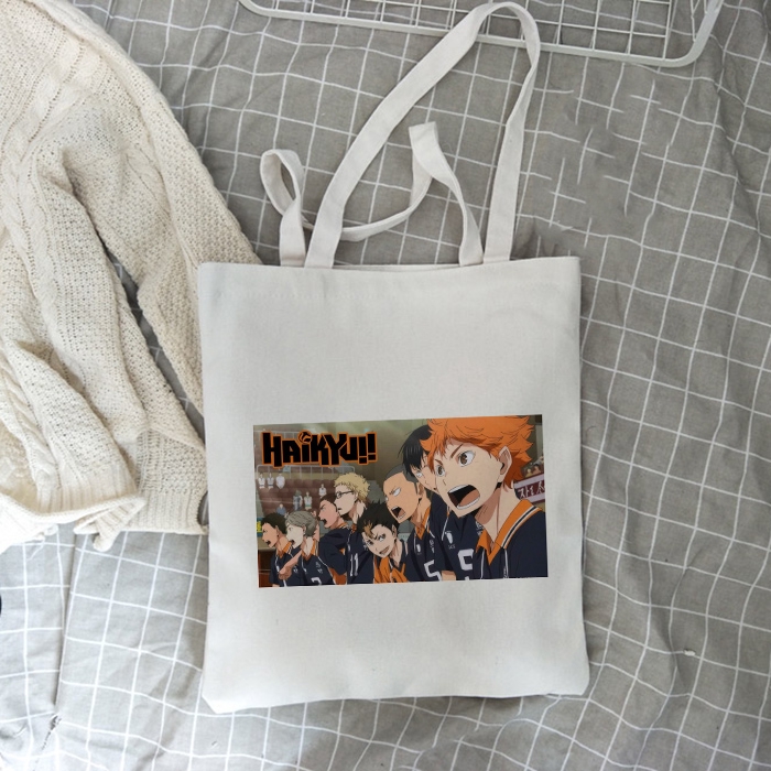 Bóng chuyền Junior Haikyuu Anime Túi vải Túi xách Túi Tote dung tích lớn Túi mua sắm