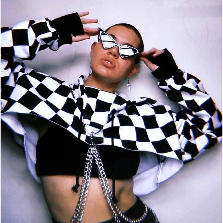 Áo Croptop Tay Dài Có Mũ Trùm Phong Cách Nhảy Múa Đường Phố Âu Mỹ Quyến Rũ