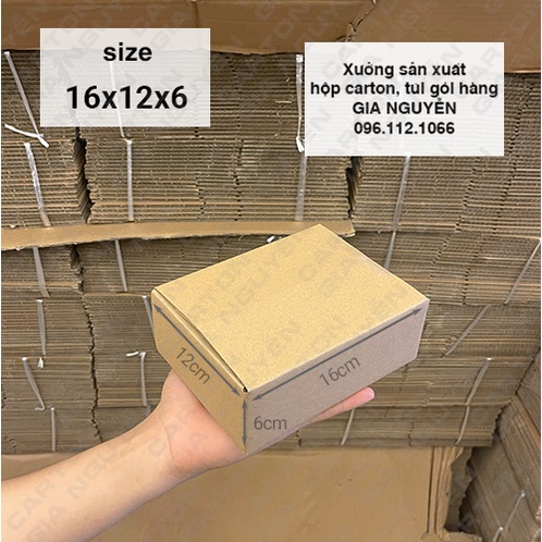 20 hộp đóng gói hàng carton 16x12x6 dày, thùng bìa cứng đóng hàng Gia Nguyễn