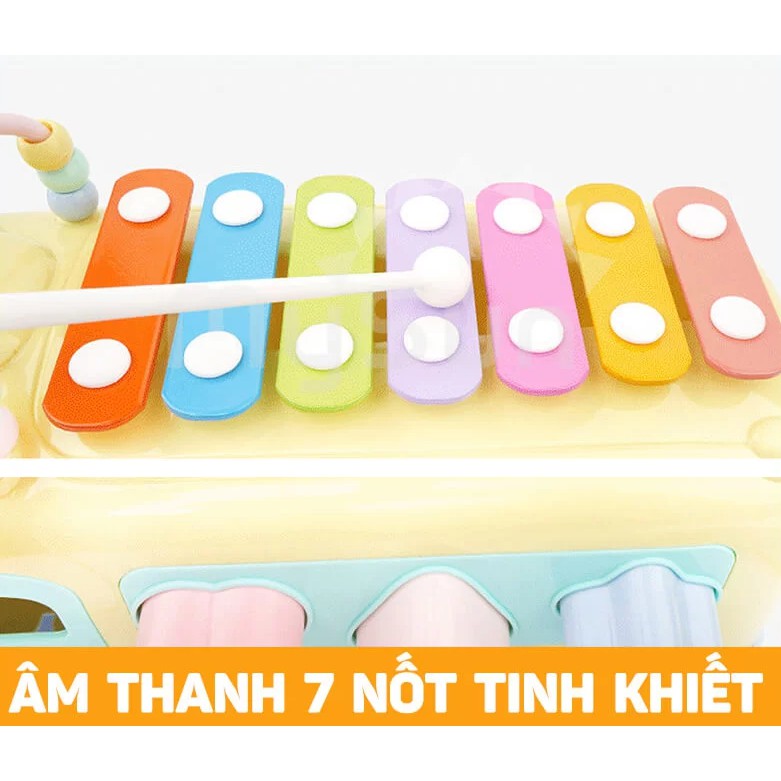 đàn nhạc xe buýt và thả khối mô hình hình học trí tuệ cho trẻ 2 in 1 màu sắc ngẫu nhiên {quà tặng bobby}