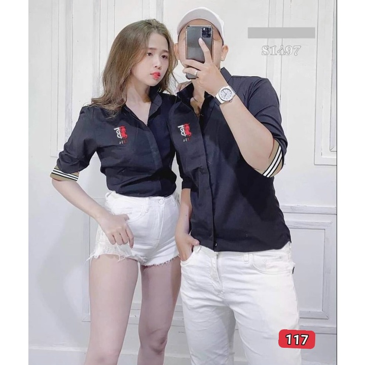 Áo Sơ Mi Cặp Đôi Nam Nữ Siêu Đẹp Mẫu Mới 2021