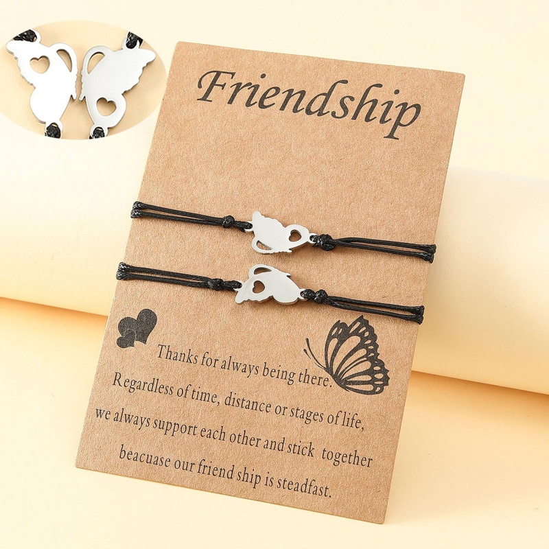 Arin Set 2 Vòng Tay Cắt Hình Trái Tim / Bướm Kèm Thẻ Hứa Cho Sinh Nhật Bạn Nữ / Bạn Gái / Trang Sức