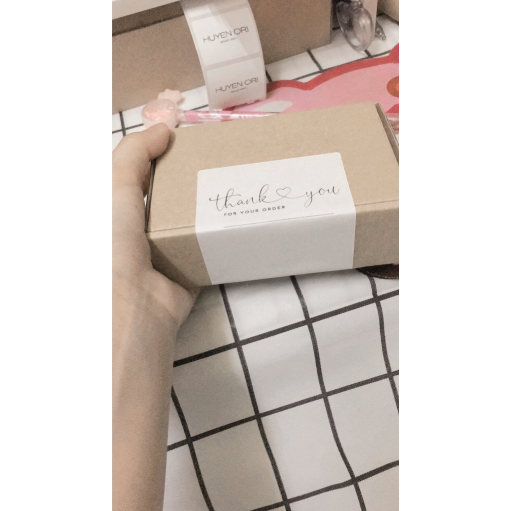 Set 40 tem dán cảm ơn THANK YOU for your order 7x10cm, tem dán hộp gói hàng đơn giản, niêm phong